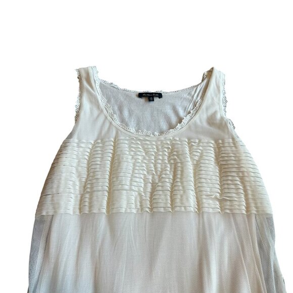 Massmio Dutti Cream Lace Dress Sleeveless Sheath Fit Ivory Stretch Size Medium - Picture 2 of 10